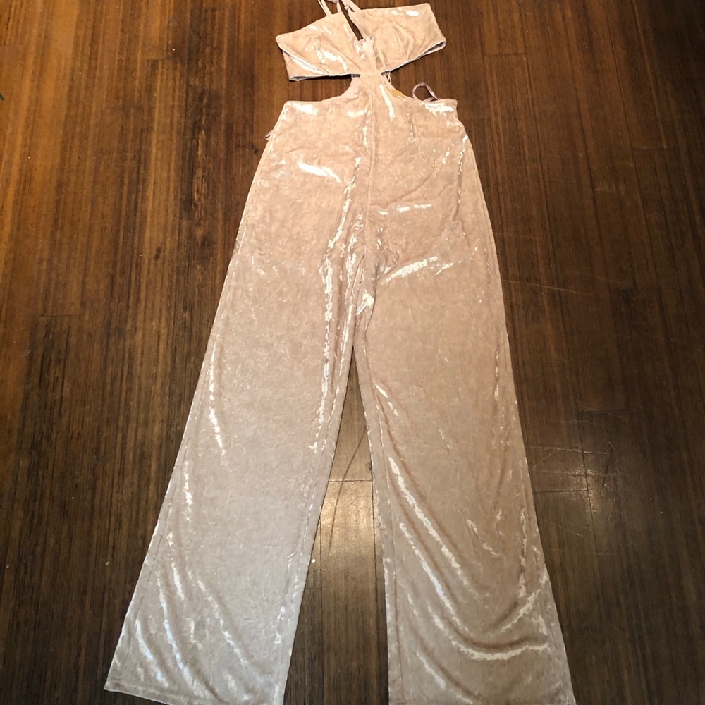 Velour cutout jumpsuit